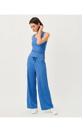 UPF 50+ Callie Wide Leg Pant - Heathered Merriweather Blue