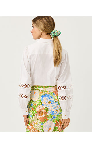 The Lace Inset Lilly Shirt - Resort White