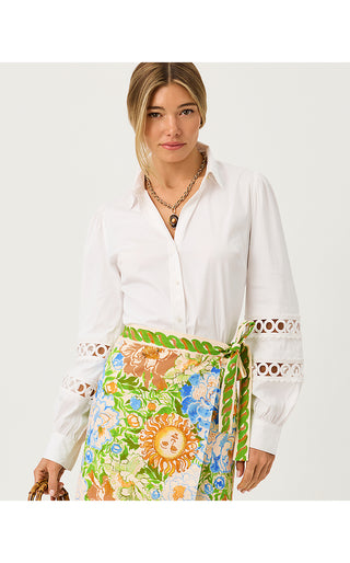 The Lace Inset Lilly Shirt - Resort White