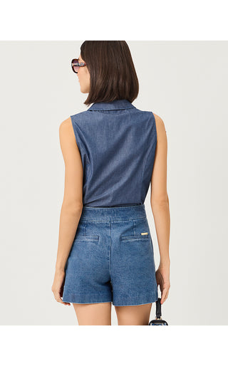 Fenly Sleeveless Top - Indigo Chambray