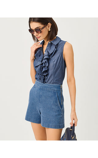 Fenly Sleeveless Top - Indigo Chambray
