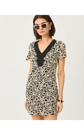 Charla Dress - Coconut Blushing Blooms Two Tone Crochet