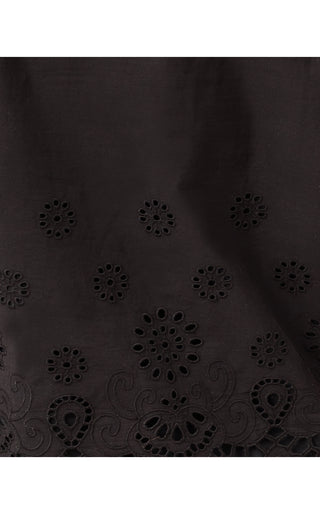 Mialeigh Top - Noir Scalloped Eyelet Border Poplin