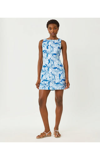 Oriana Shift Romper - Nassau Blue Thar She Blows