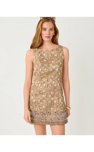 Oriana Shift Romper - Iced Latte Lil Cheetah Checks