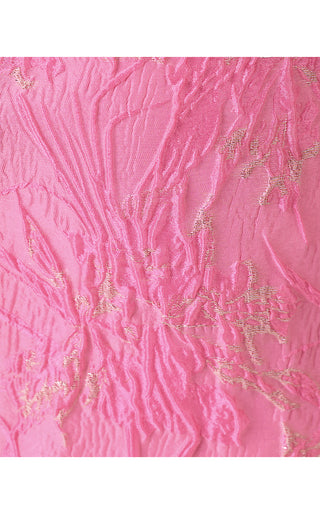 Kristella Maxi Dress - Conch Shell Pink Glitter Crinkle Brocade