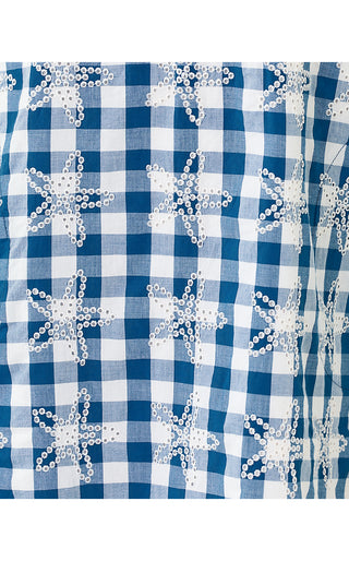 Kavalla Dress - Starlight Navy Starfishing Embroidered Gingham