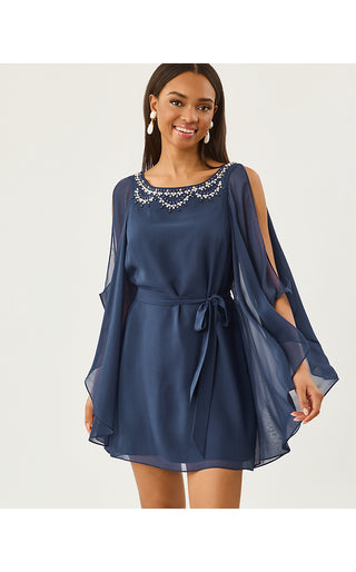 Marguerite Silk Caftan - Low Tide Navy