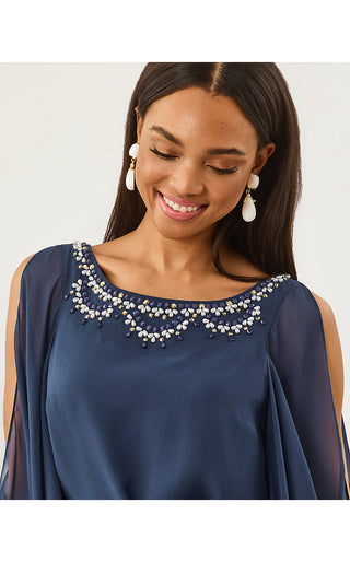 Marguerite Silk Caftan - Low Tide Navy