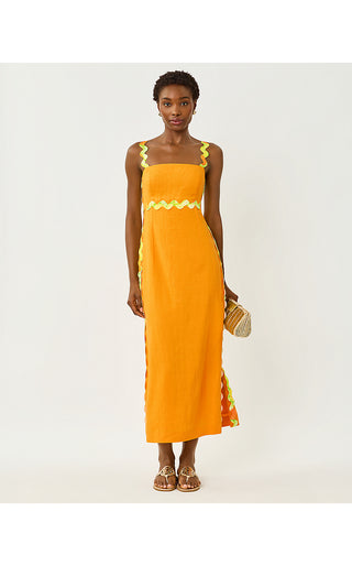 Mikayla Linen Midi Dress - Citrus Cooler