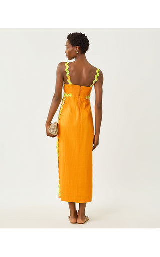 Mikayla Linen Midi Dress - Citrus Cooler