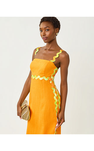 Mikayla Linen Midi Dress - Citrus Cooler