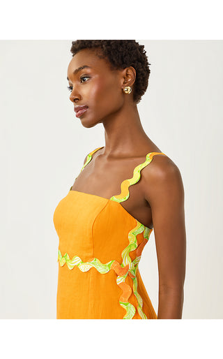 Mikayla Linen Midi Dress - Citrus Cooler
