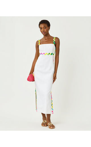 Mikayla Linen Midi Dress - Resort White