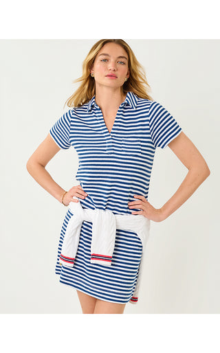 Dune Short Sleeve Dress - Starlight Navy St Tropez Stripe