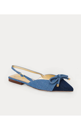 Brit Denim Bow Slingback - Light Wash