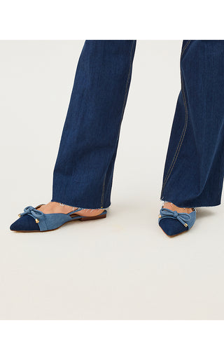 Brit Denim Bow Slingback - Light Wash