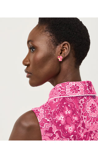 Camouflage Catwalk Earrings - Pink Aster