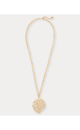Hide And Leaf Necklace - Gold Metallic