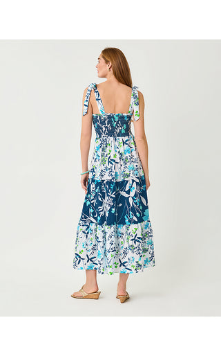 Athyn Smocked Maxi Dress - Resort White Sea Blooms