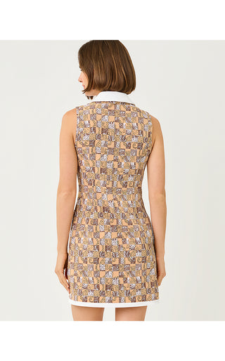 UPF 50+ Luxletic Kathy Bow Dress - Iced Latte Lil Cheetah Checks