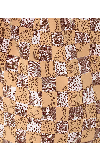 UPF 50+ Luxletic Kathy Bow Dress - Iced Latte Lil Cheetah Checks