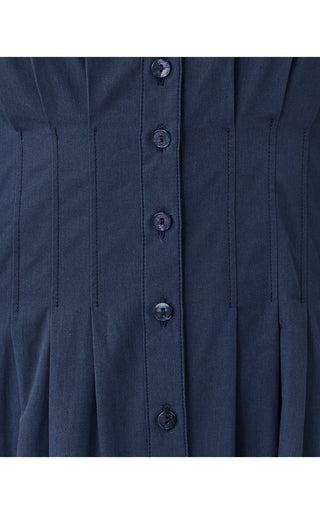 Wayland Midi Dress - Low Tide Navy Scalloped Eyelet Border Poplin