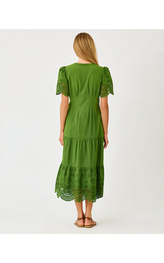 Wayland Midi Dress - Oregano Scalloped Eyelet Border Poplin