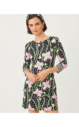 UPF 50+ Short Seralina ChillyLilly Dress - Onyx Blushing Blooms Engineered