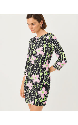 UPF 50+ Short Seralina ChillyLilly Dress - Onyx Blushing Blooms Engineered
