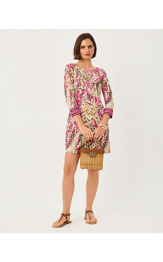 UPF 50+ Short Seralina ChillyLilly Dress - Pink Aster Sketching On Safari Engineered
