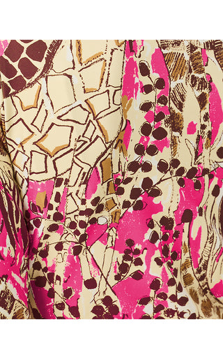 UPF 50+ Short Seralina ChillyLilly Dress - Pink Aster Sketching On Safari Engineered