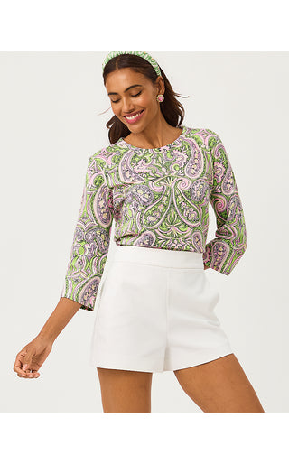 Clairmont 3/4 Sleeved Knit Top - Lime Chiffon Estoril