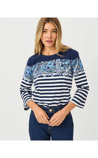 Clairmont 3/4 Sleeved Knit Top - Low Tide Navy The Casbah Engineered