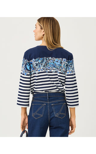 Clairmont 3/4 Sleeved Knit Top - Low Tide Navy The Casbah Engineered
