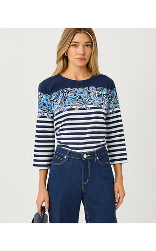 Clairmont 3/4 Sleeved Knit Top - Low Tide Navy The Casbah Engineered