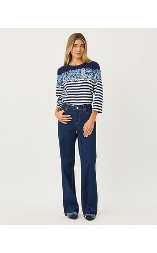 Clairmont 3/4 Sleeved Knit Top - Low Tide Navy The Casbah Engineered