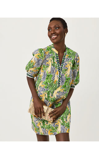 Mialeigh Elbow Sleeve Dress - Multi Lil Palm Prowl Engineered