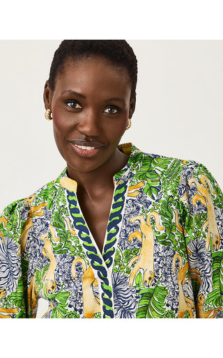 Mialeigh Elbow Sleeve Dress - Multi Lil Palm Prowl Engineered