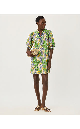 Mialeigh Elbow Sleeve Dress - Multi Lil Palm Prowl Engineered