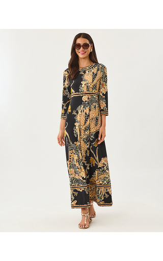 Solana Maxi Dress - Onyx Oversized Striped Safari Engineered