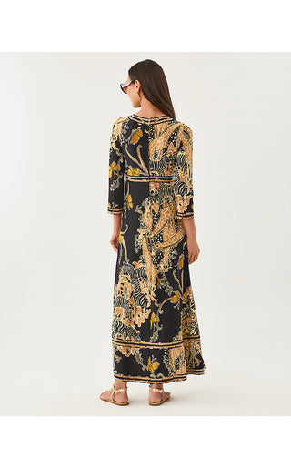 Solana Maxi Dress - Onyx Oversized Striped Safari Engineered