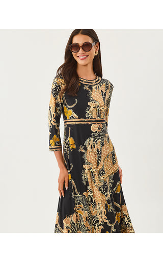 Solana Maxi Dress - Onyx Oversized Striped Safari Engineered