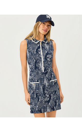 UPF 50+ Luxletic Catarina Dress - Low Tide Navy Lil Palm Prowl