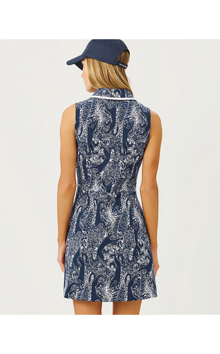 UPF 50+ Luxletic Catarina Dress - Low Tide Navy Lil Palm Prowl