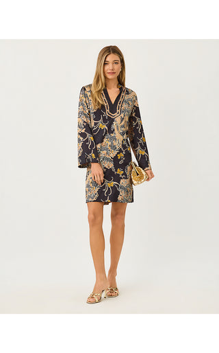 Irella Caftan Dress - Onyx Striped Safari Engineered