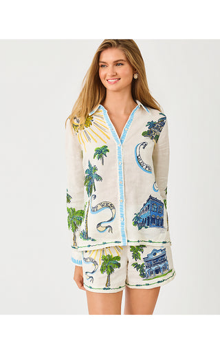 Croix Linen Short - Coconut Key West Toile Engineered