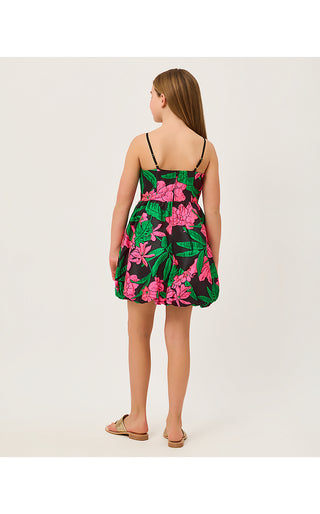 Girls Mini Bowman Dress - Noir Jungle Bouquet Jacquard