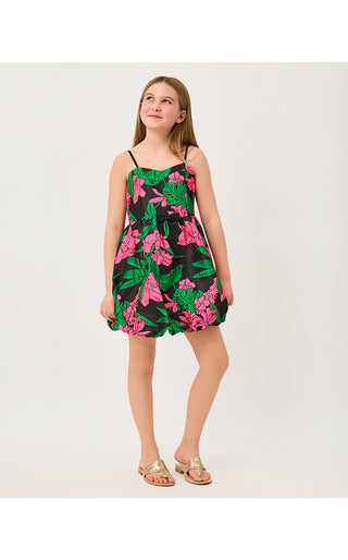 Girls Mini Bowman Dress - Noir Jungle Bouquet Jacquard