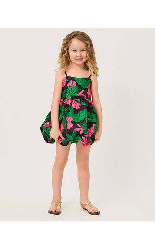 Girls Mini Bowman Dress - Noir Jungle Bouquet Jacquard